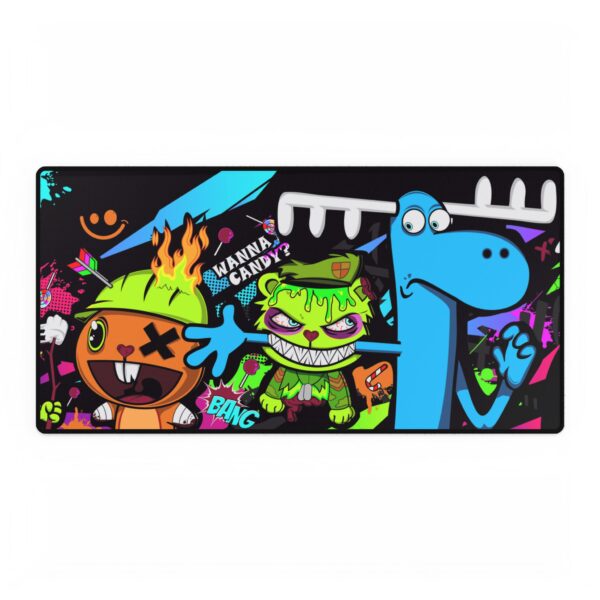 Vibrant Desk Mat with Whimsical Characters, Gaming Desk Accessory, Colorful Mouse Pad, Office Decor, Gift for Gamers