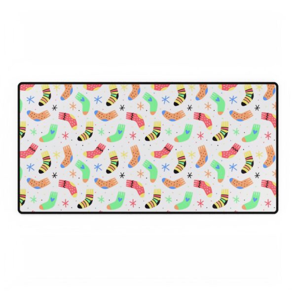 Colorful Sock Pattern Desk Mat - Cute Office Accessory, Funky Desk Decor, Gift for Students, Classroom Supplies, Fun Workstation