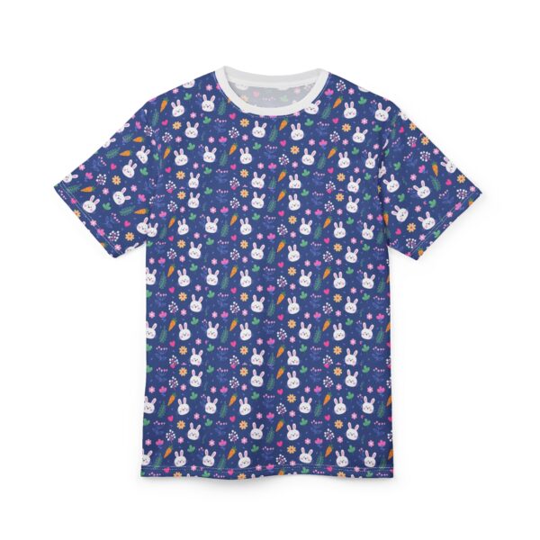 Playful Bunny Print Unisex Tee, Both Men & Women, Cute Animal T-Shirt, Spring Fashion, Easter Gift, Everyday Casual Wear, Colorful AOP Design