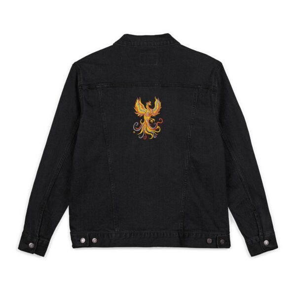 Embroidered Denim Jacket: Phoenix Bird Rich in Colour